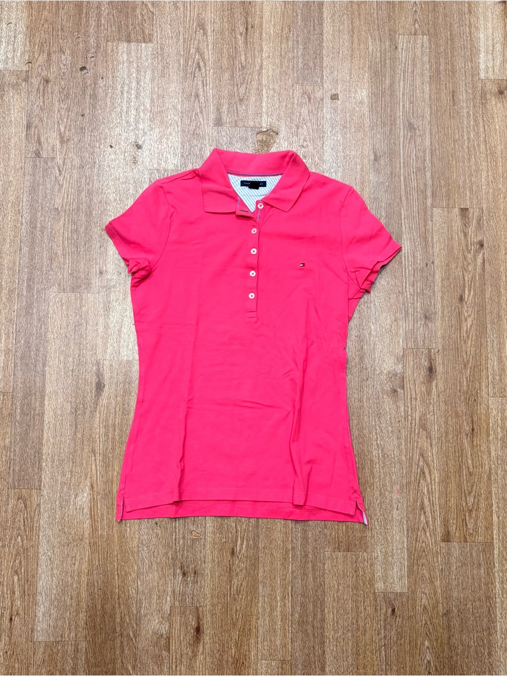 Tommy Hilfiger Women's Hot Pink Button-Down Polo Shirt